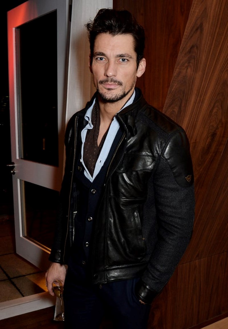 DAVID GANDY WEARING LEATHER JACKET
