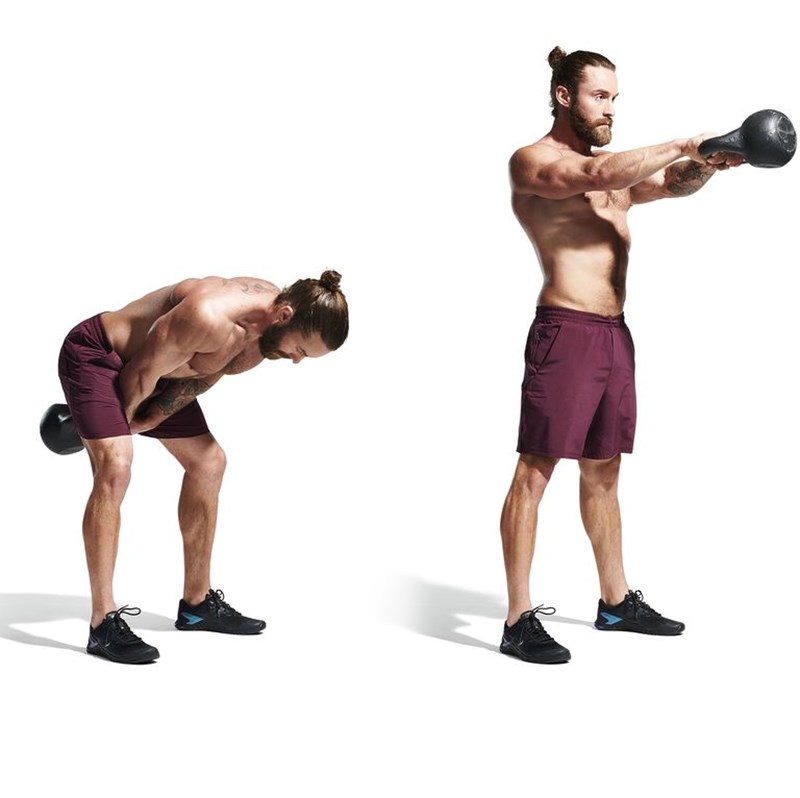 MAN PERFORMING KETTLEBELL SWING