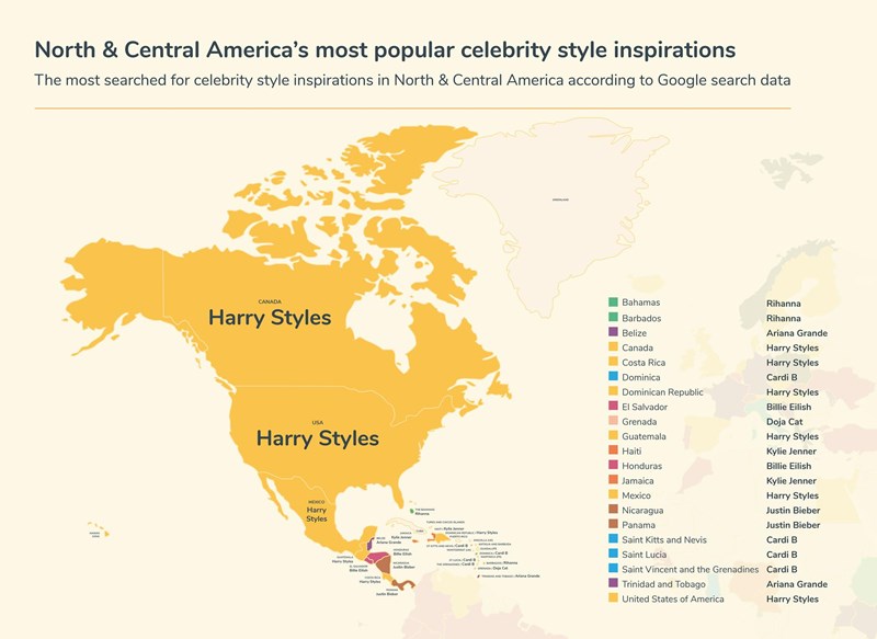 χάρτης κεντρικής και βόρειας αμερικής για στυλ