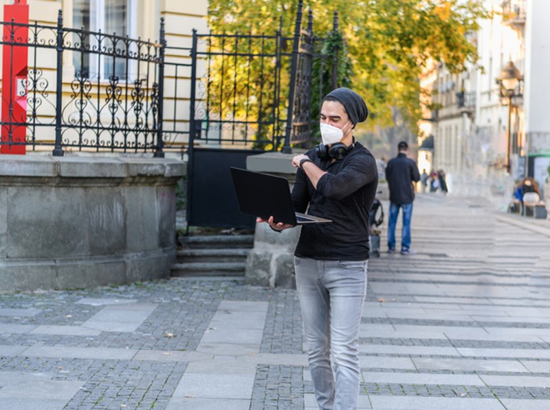 PERSON WITH FACE MASK