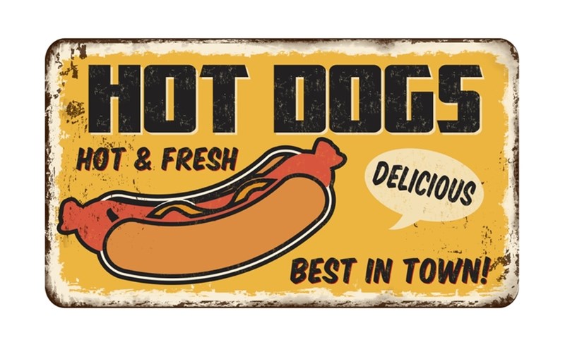 Vintage διαφήμιση για hot dogs