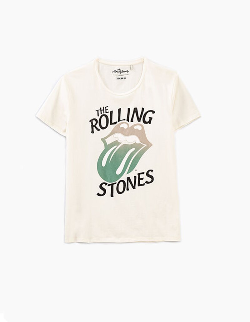 WHITE T-SHIRT WITH THE LOGO OF ROLLING STONES