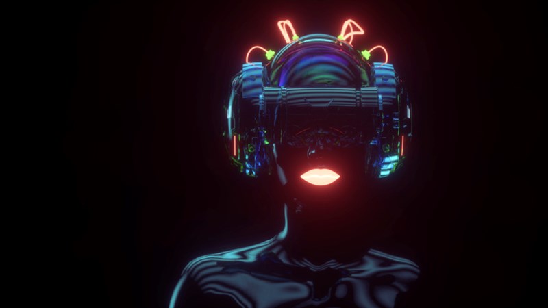 FEMALE CYBORG WITH VR HEADSET