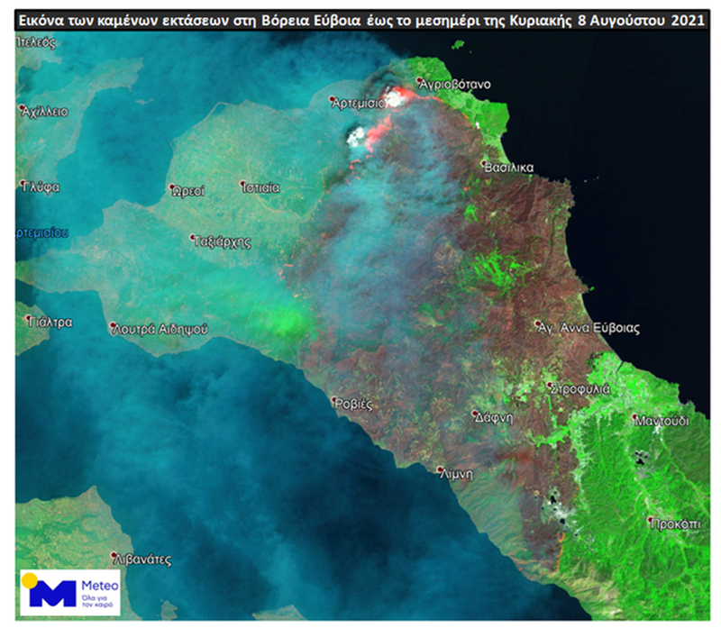 εικόνα από δορυφόρο στην Εύβοια