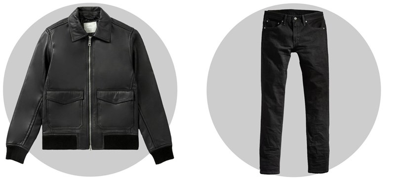 δερματινο μπουφαν τζην παντελονι