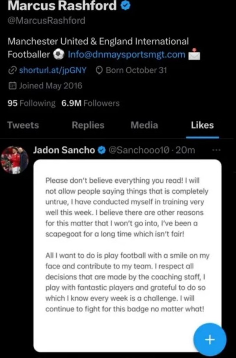 Jadon Sancho tweet