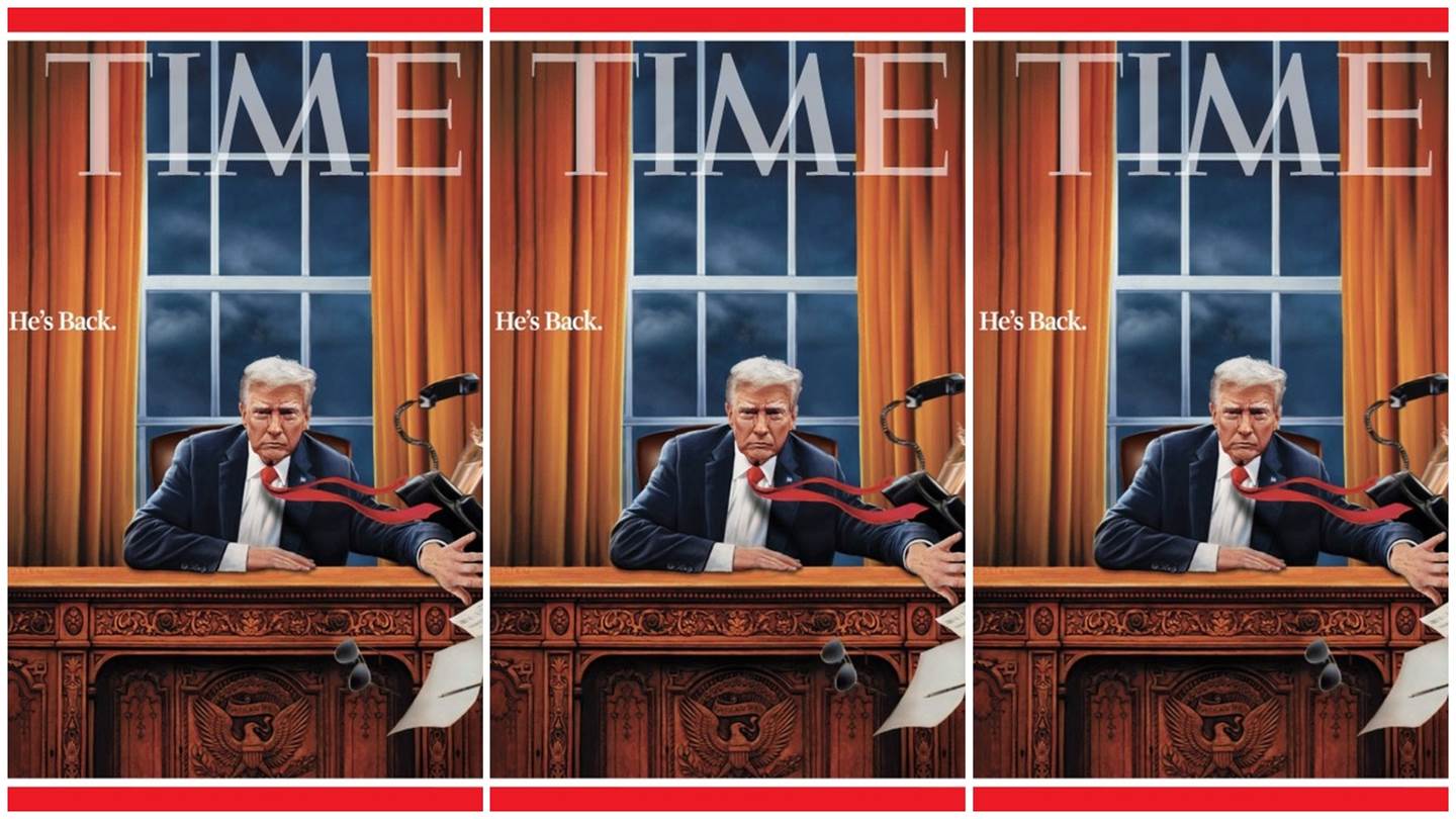 Στο νέο εξώφυλλο του Time, ο Trump πετάει τα πράγματα του Biden από το Οβάλ Γραφείο