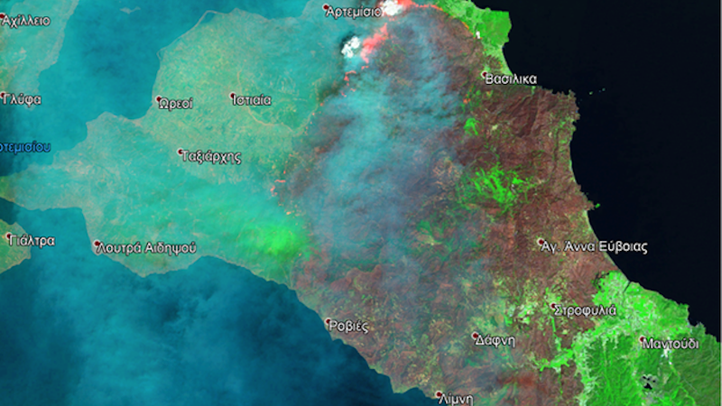 Το μέγεθος της καταστροφής στην Εύβοια από δορυφόρο