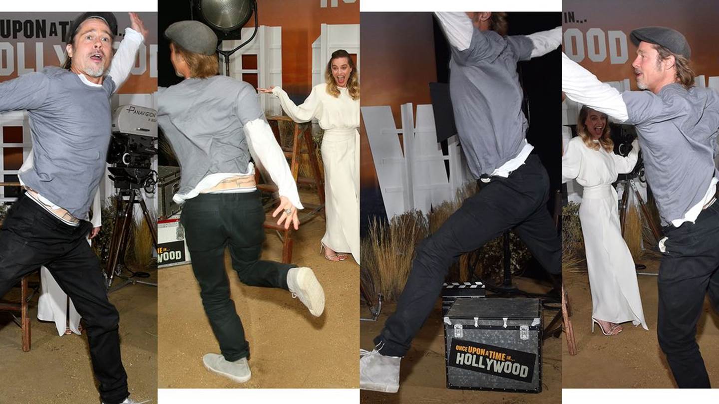 Ο Brad Pitt σε μεγάλα κέφια σε φωτογράφιση του Once Upon a Time in Hollywood